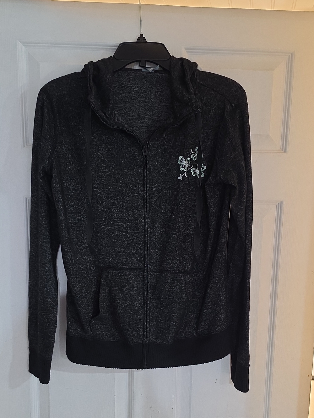 Women's Black Zip-Up Hoodie Jacket Shamrock St. Patrick's Sz Med